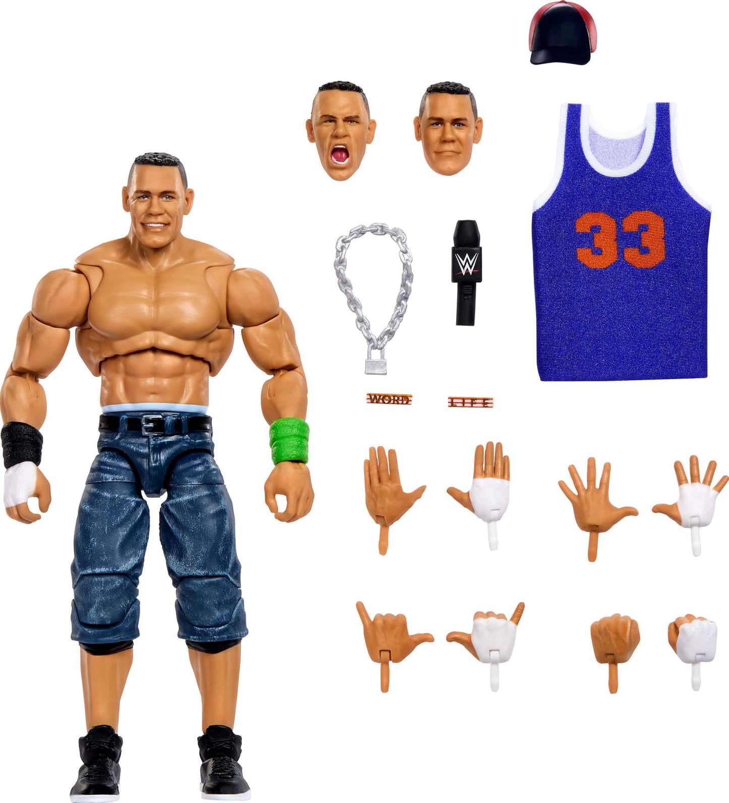 Mattel WWE Ultimate Edition John Cena 6-inch Action Figure & Accessories Set, 10+ Pieces Include Swappable Heads & Hands (Amazon Exclusive)