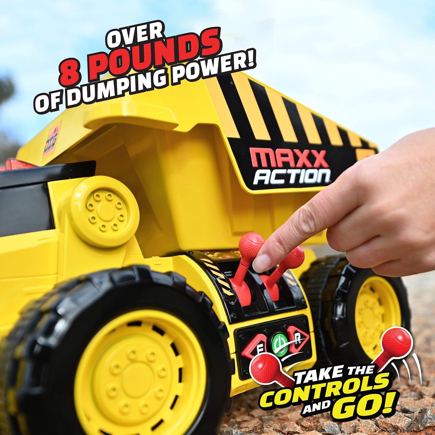 Maxx Action 19” 2-in-1 Motorized Dig Rig Excavator & Dump Truck Toy with Joystick Control, Lights & Sounds | Construction Vehicle Toy for Kids 3+