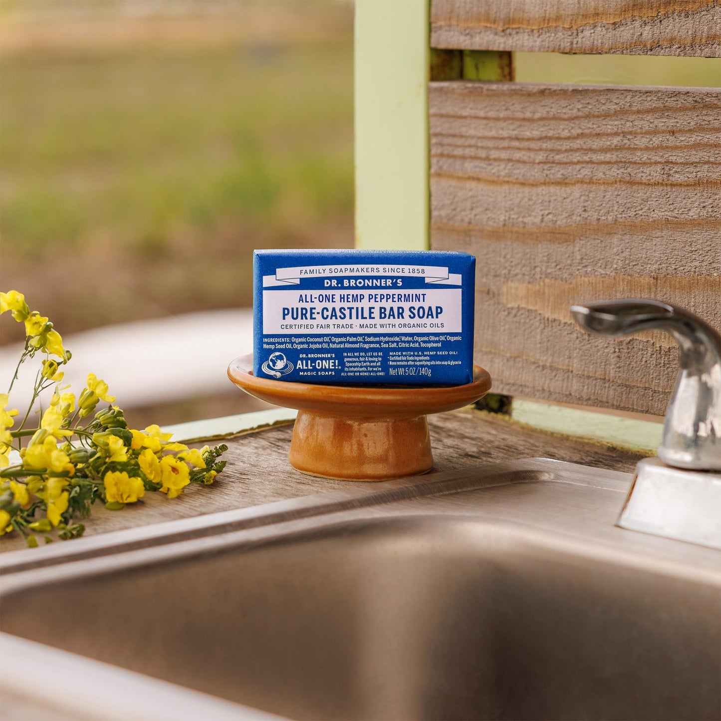 Dr. Bronner’s Peppermint Pure-Castile Soap Bars, 5 oz 2-Pack – Organic, Vegan, Non-GMO, Gentle for Face & Body, Men & Women