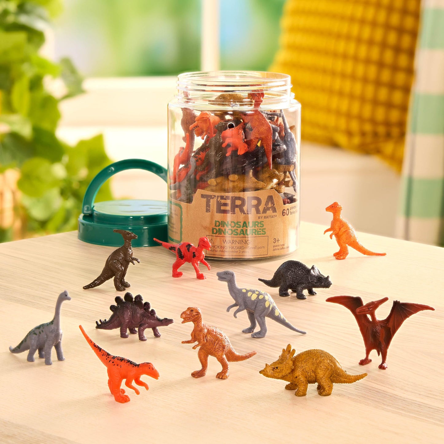 Terra by Battat – 60-Piece Dinosaur Figures Set, Mini Plastic Animals for Kids, Educational Toy & Birthday Party Playset, Ages 3+