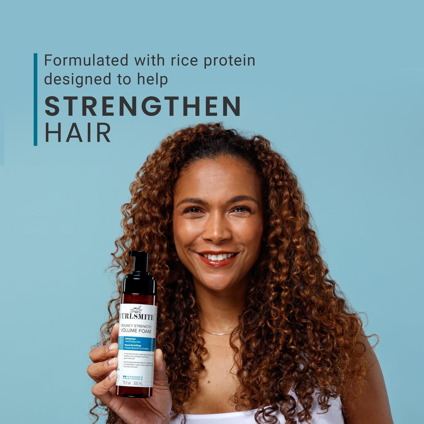 CURLSMITH - Bouncy Strength Volume Foam, Styling Foam for Curly & Wavy Hair, Light Hold (7.5 fl oz)