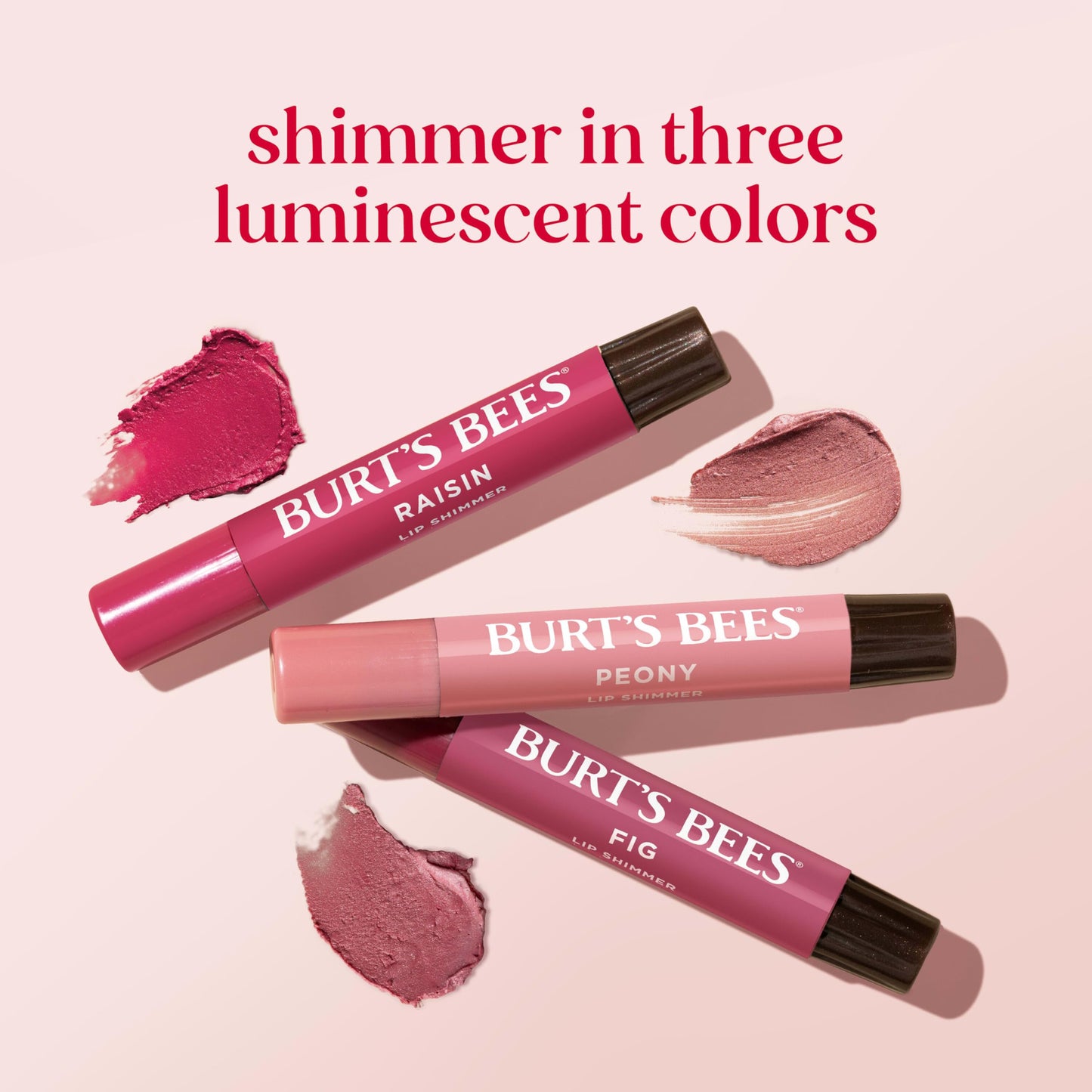 Burt's Bees Lip Shimmer Nude Collection - Tinted Moisturizing Lip Balm, Natural Hydration & Glow, Buildable Color, 3 Pack x 0.09 Oz