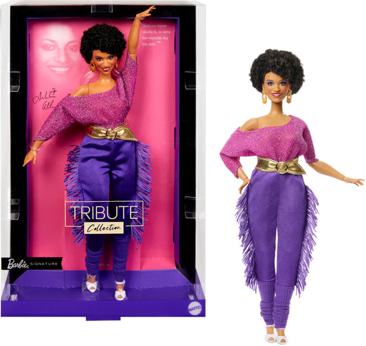 Barbie Signature Doll, Debbie Allen Tribute Collection Posable Doll with Off-Shoulder Top, Gold Belt, and Purple Fringe Pants with Leg Warmers