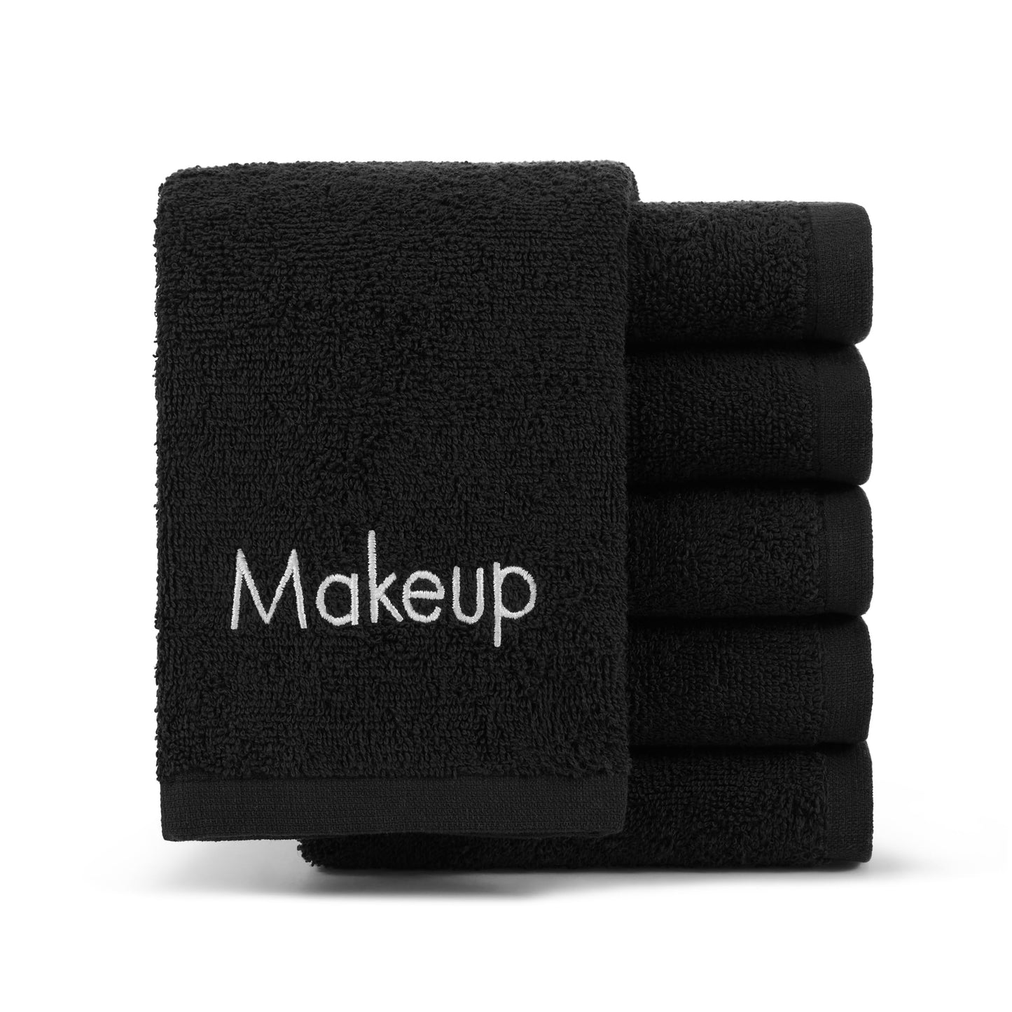 Arkwright Makeup Towels, 6-Pack – Soft Cotton Face Washcloths, Reusable Makeup Remover Cloths for Artists & Hosts, 13"x13", Black
