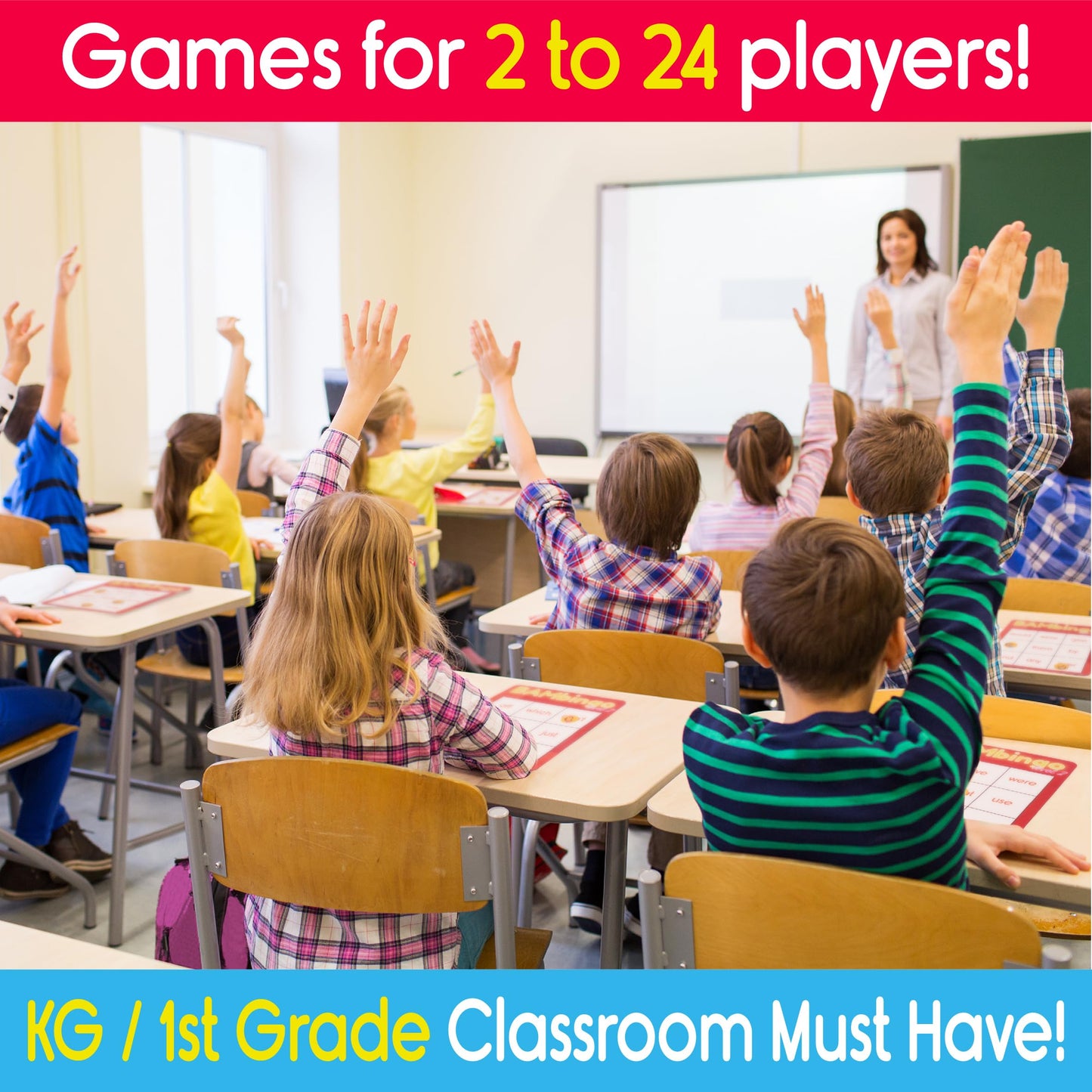 THE BAMBINO TREE Sight Word Bingo Game Levels 1 & 2 - Fun Educational Reading Game for Kids, Kindergarten & 1st Grade - Dolch & Fry Word Lists