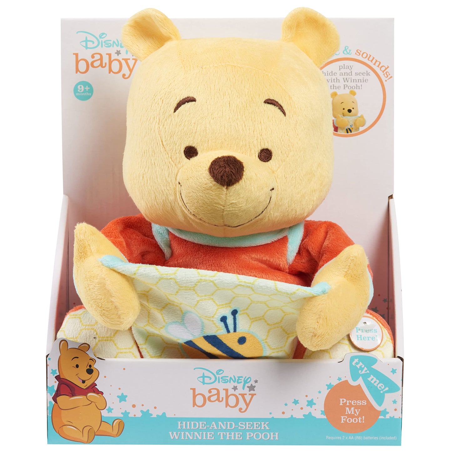 Disney Baby Hide-and-Seek Winnie The Pooh Interactive Plush, Kids Toys for Ages 09 Month by Just Play