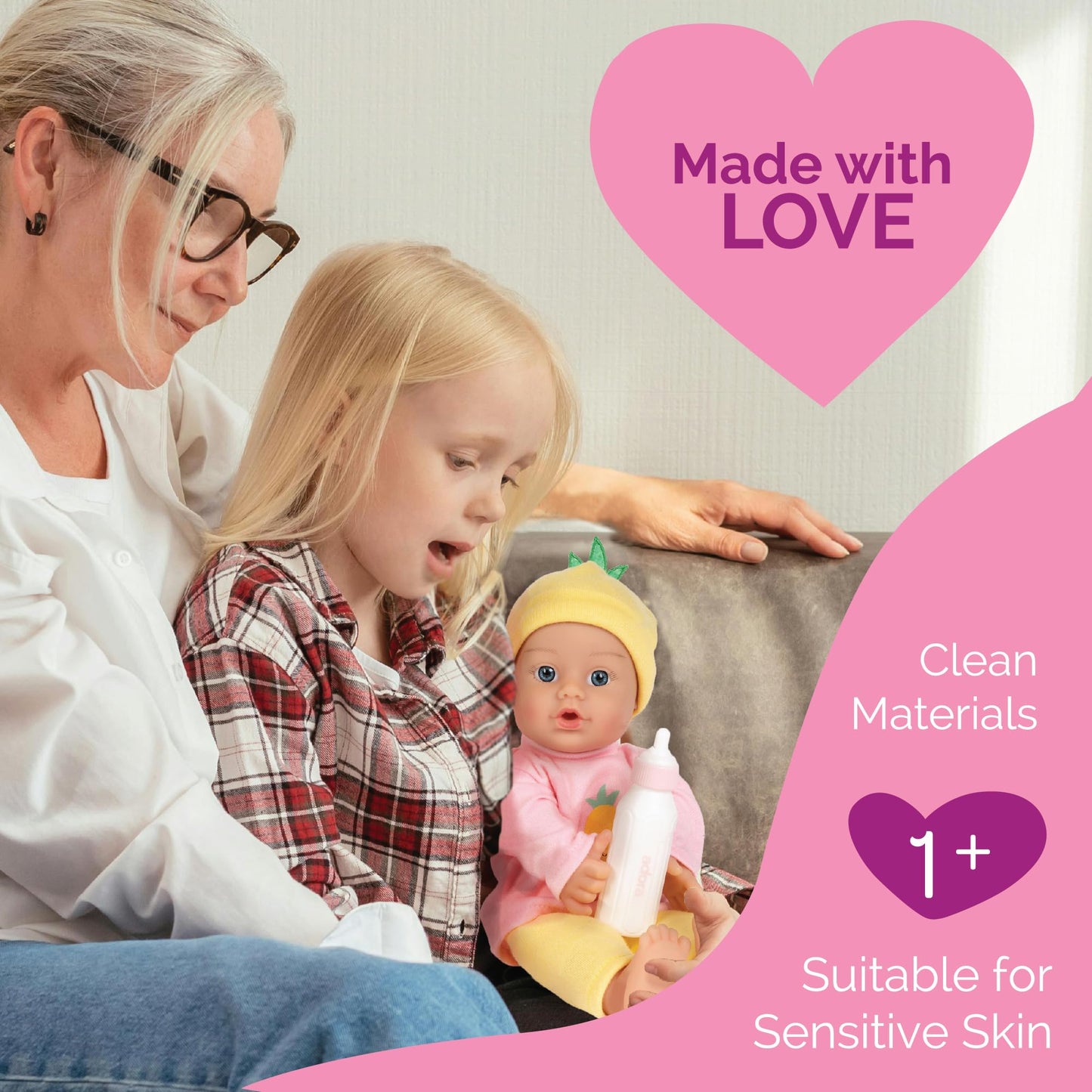 Adora Sweet Baby 11" Soft Cuddly Doll – Realistic Features, Gentle Scent, Machine Washable, Lightweight & Easy to Hold (Pineapple)