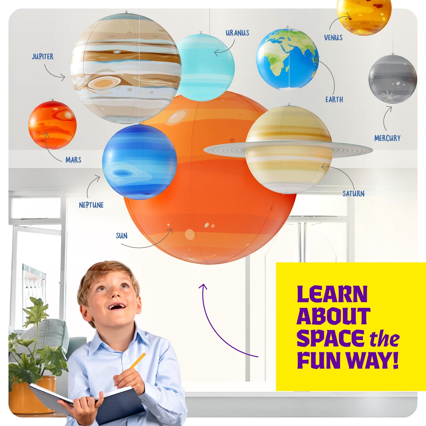 Dan&Darci Inflatable Solar System Planets for Kids – Science & Astronomy Toys, Room Decor, Party & Classroom Gifts, Ages 5-12