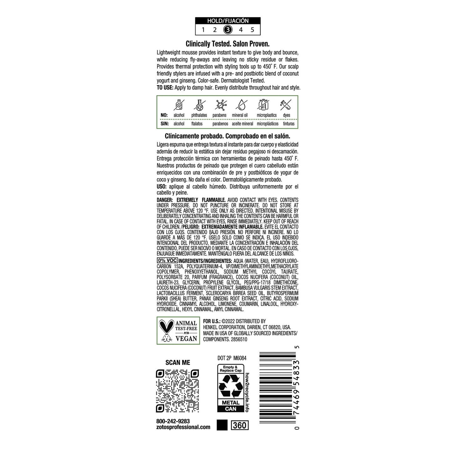 BIOTERA Lightweight Styling Mousse 9 Fl Oz | Alcohol-Free Volumizing Foam for Body & Bounce | Vegan, Paraben-Free, Color-Safe, Microbiome Friendly