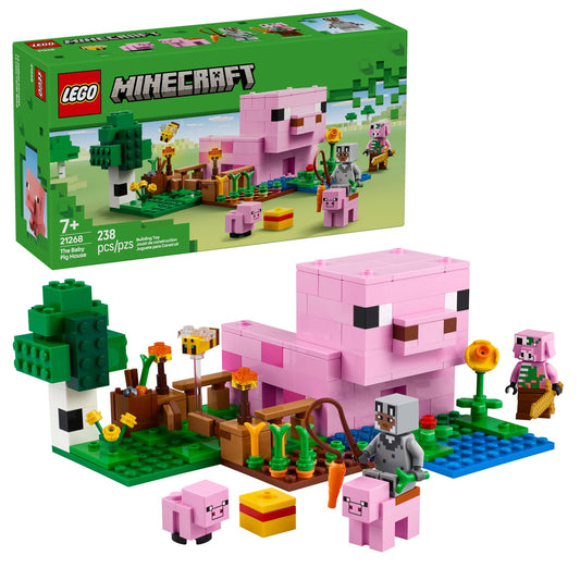 LEGO Minecraft Baby Pig House Playset 21268 with 2 Minifigures – Building Toy for Kids 7+, Boys & Girls, Birthday Gift