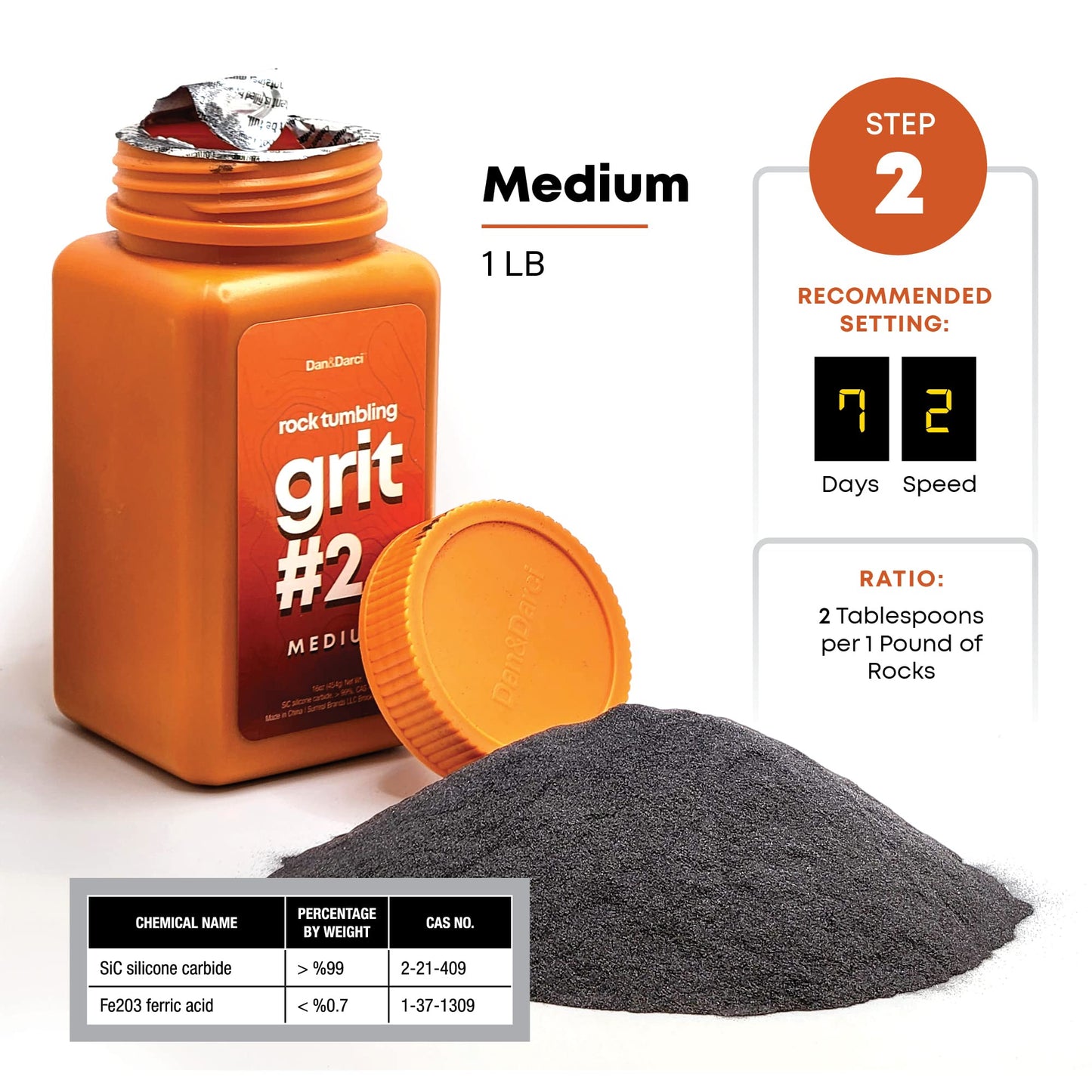 Dan&Darci Rock Tumbler Refill Kit – 3.5 lbs Grit & Poly Pellets, Polishing Media for Stones, Tumblers, and Rock Polishing Supplies