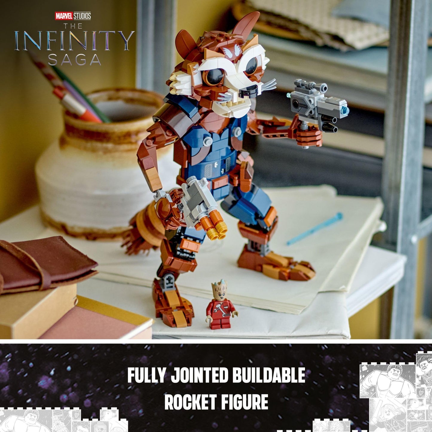 LEGO Marvel Rocket & Baby Groot Minifig Set, Guardians of the Galaxy Action Toy for Kids 10+, Buildable Figure for Play & Display, 76282