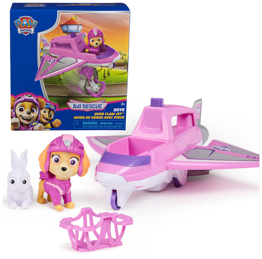 PAW Patrol: Air Rescue Skye Action Figure & Hero Claw Jet Plane with Retractable Claw, Rescue Basket & Bunny, Kids Toys for Boys & Girls Ages 3+