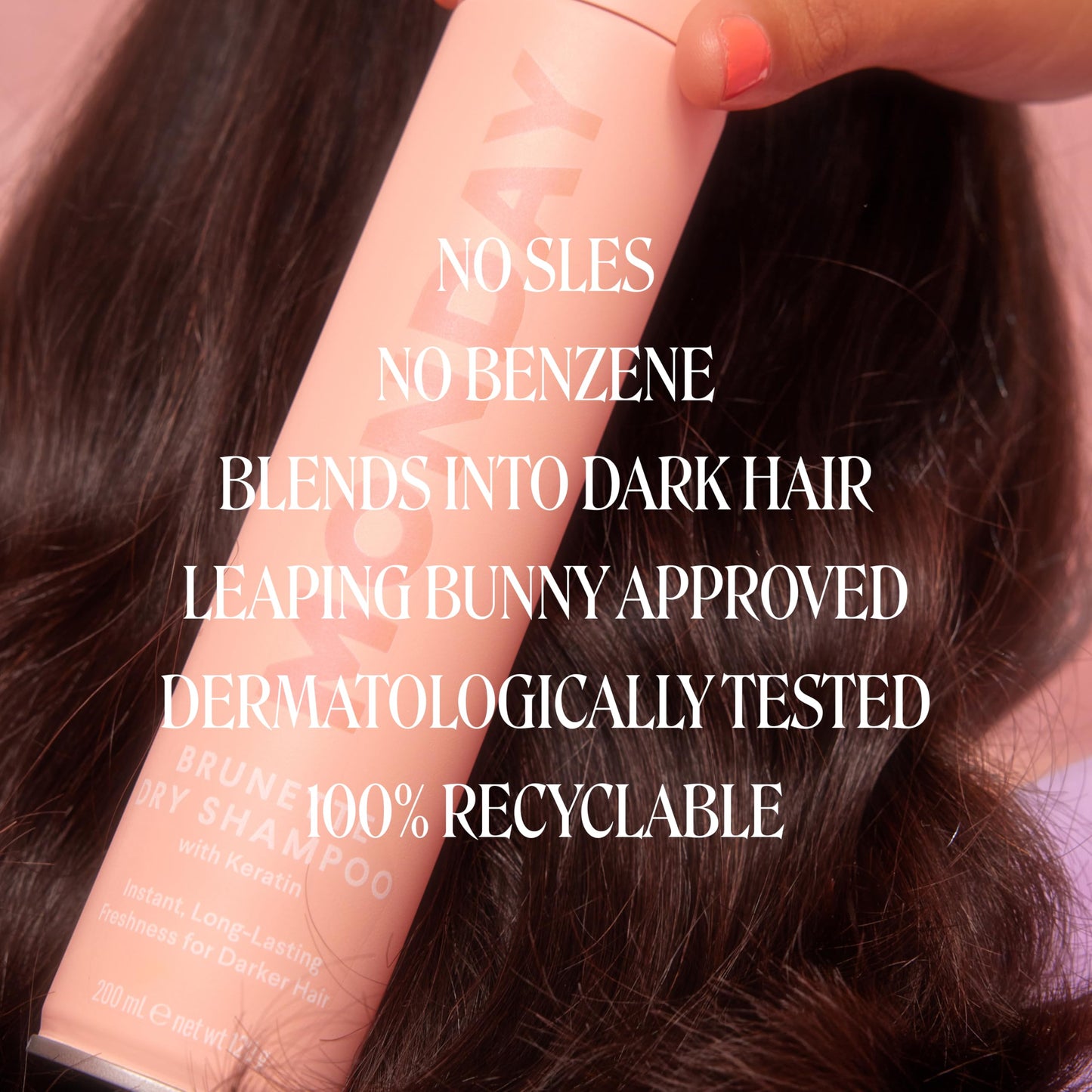 MONDAY HAIRCARE BRUNETTE Dry Shampoo with Keratin, oil-absorbing ideal for Darker Hair 200 mL