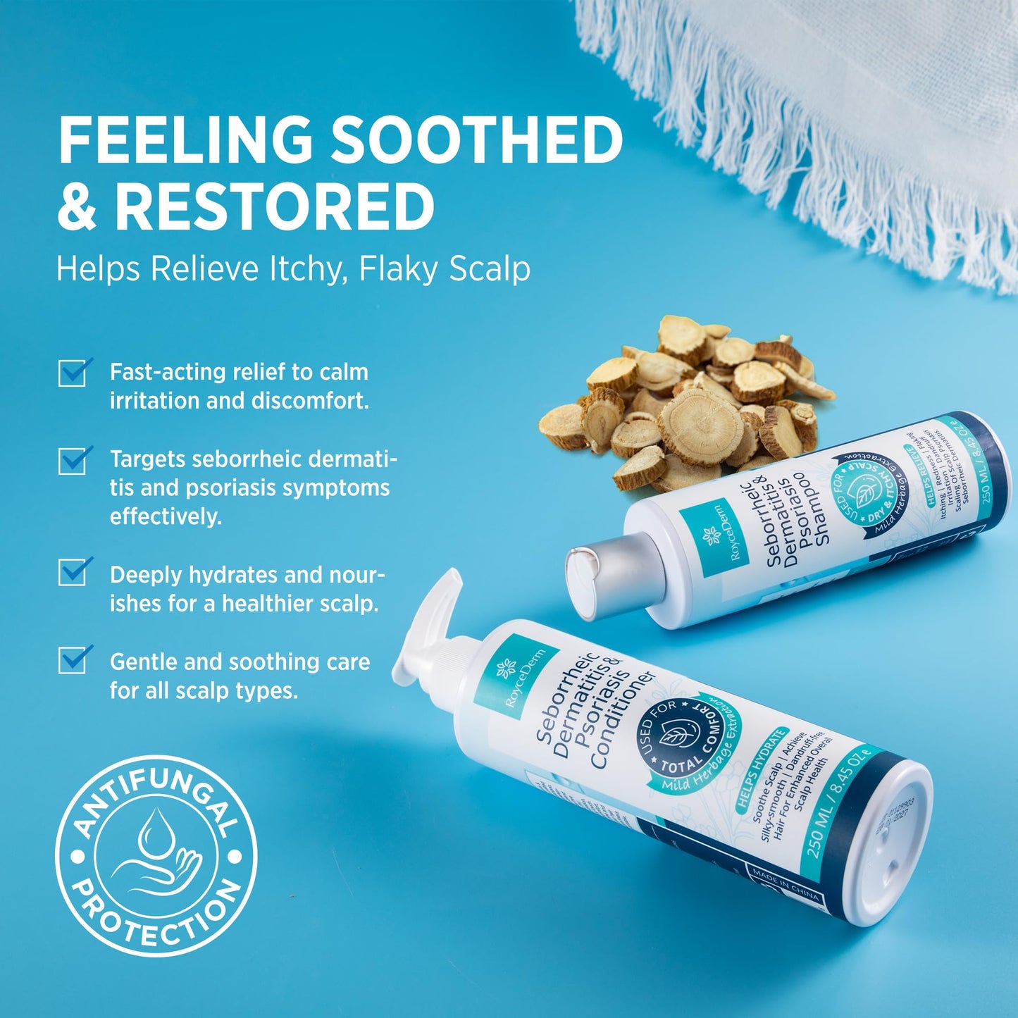 Seborrheic Dermatitis & Psoriasis Scalp Care Set – Therapeutic Shampoo, Conditioner & Cream for Itchy, Flaky, Dry Scalp Relief