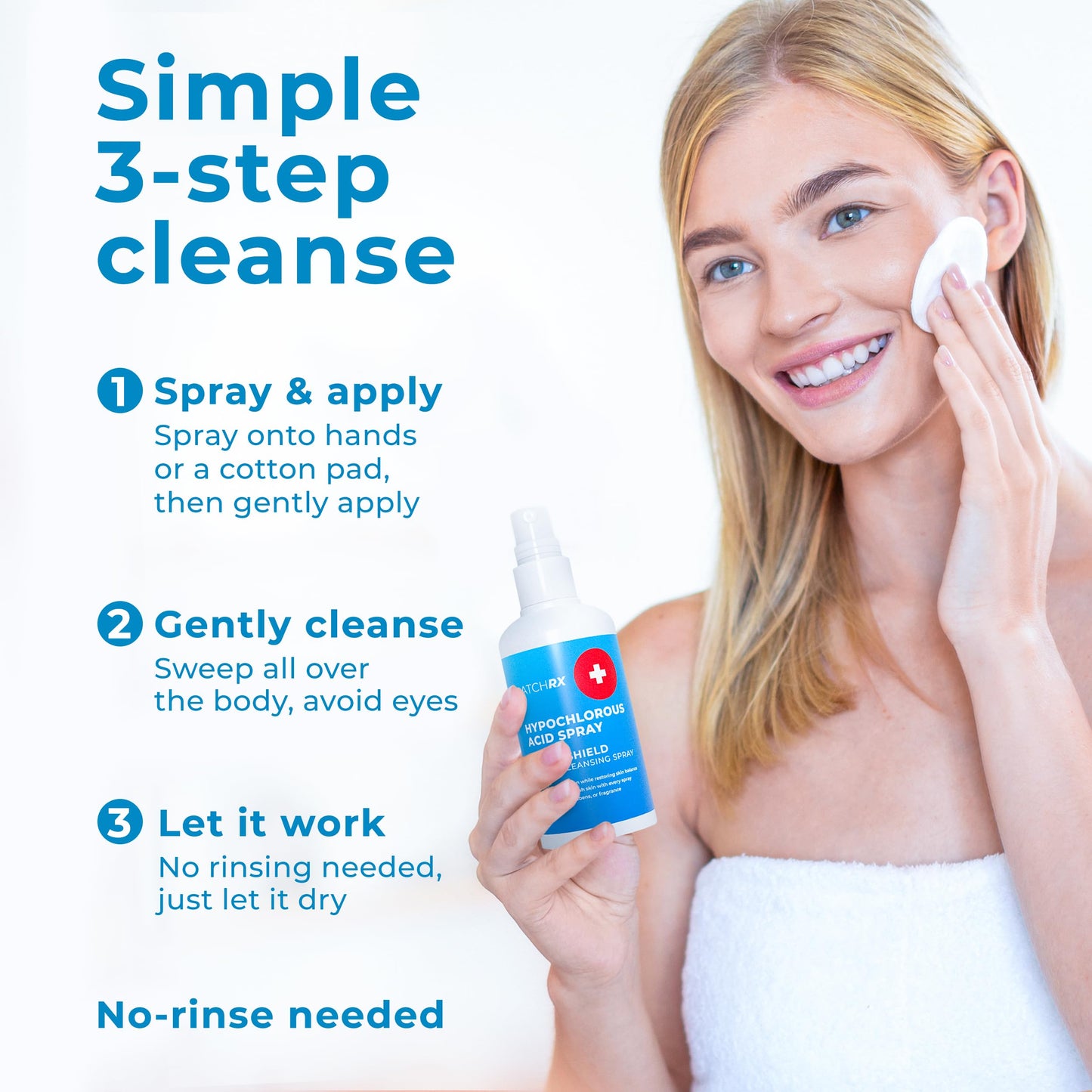 PatchRx Hypochlorous Acid Spray 8oz - HOCL Facial Cleanser for Acne, Pimples, Eczema & Redness - Kills Bacteria, Soothes Skin & Aids Recovery