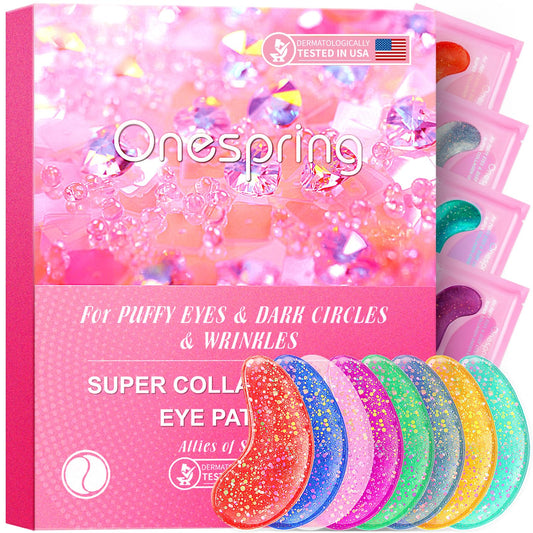 Onespring Under Eye Patches (24 Pairs) – Gel Pads for Wrinkles, Puffiness, Dark Circles & Eye Bags, Collagen Eye Mask for Refreshing Eyes