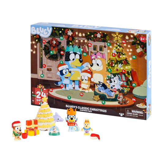 Bluey Toys for Girls and Boys, 24 Days of Surprises, Kids Advent Calendar w/Accessories, Stickers & Mini Christmas Tree