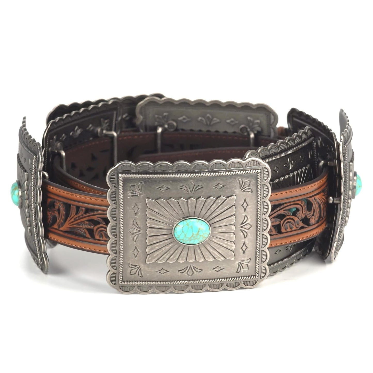 ARIAT Women's Turquoise Concho Western Belt, Tan, X-Large