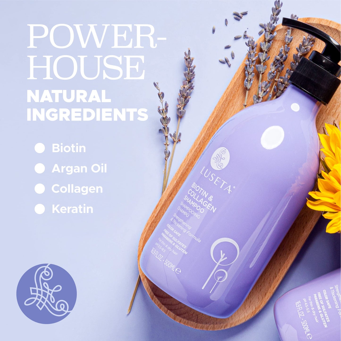 Luseta Biotin & Collagen Hair Growth Shampoo 16.9oz – Thickening & Hair Loss Treatment for Men & Women, with Vitamin B7 & Argan Oil, Sulfate-Free