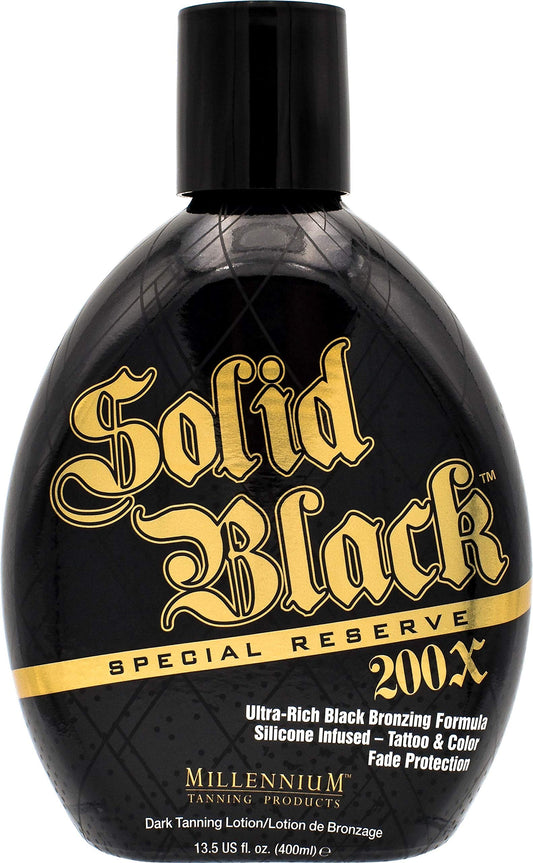 Millennium Tanning Solid Black Special Reserve 200X, Tanning Lotion w/Tattoo Protector, 13.5 Ounces