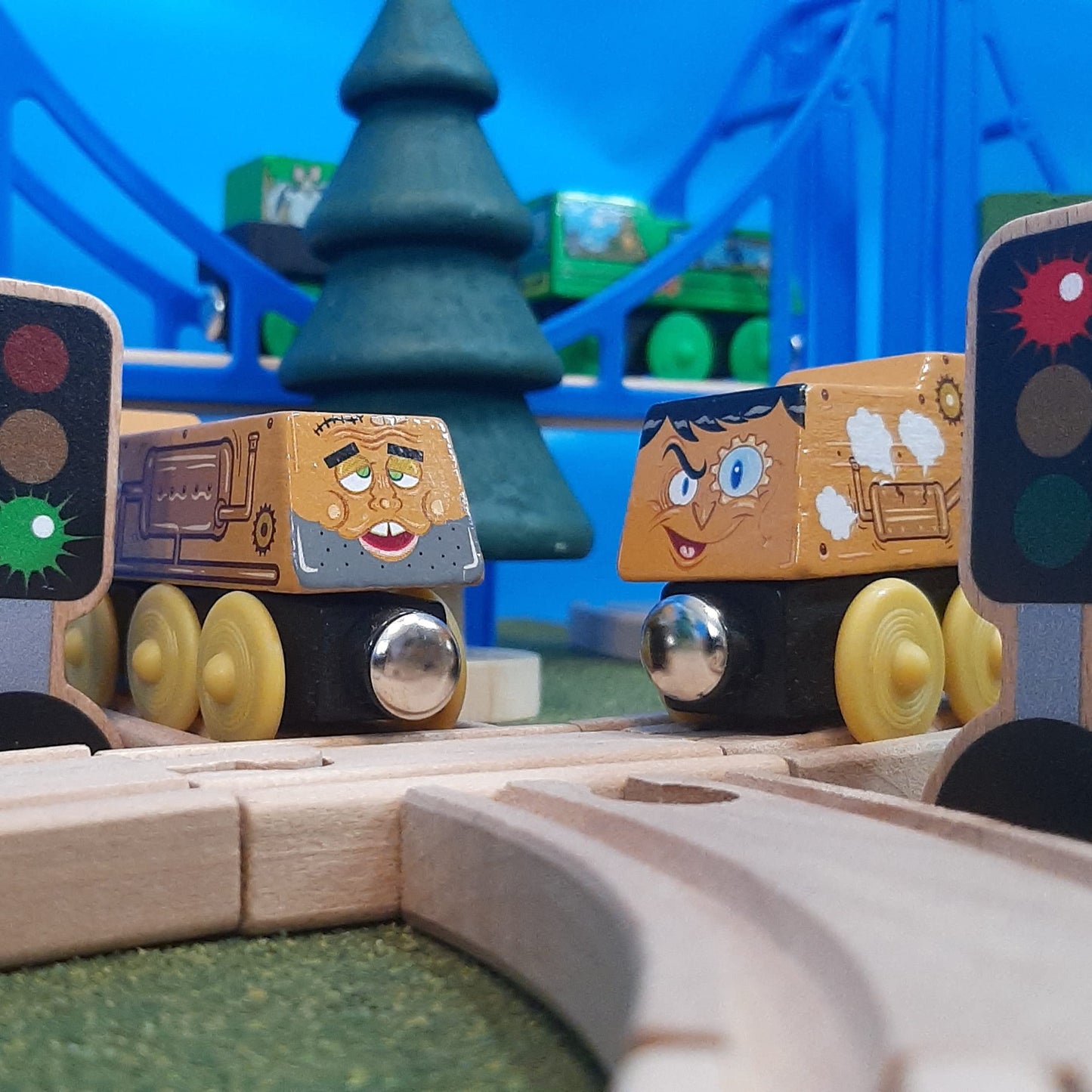 15-Piece Wooden Traffic Signs for Kids – Play Mats, Toy Cars & Trains, Educational Road Signs, Zany Trains Series 2