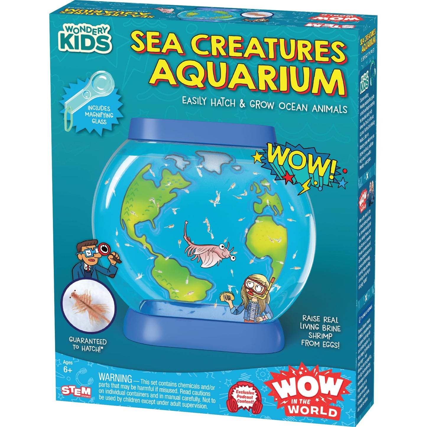 Wow in The World SEA Creatures Aquarium by Thames & Kosmos – Hatch & Raise Real Brine Shrimp, STEM Toy for Kids 6+, Custom Tank & Bonus Tools
