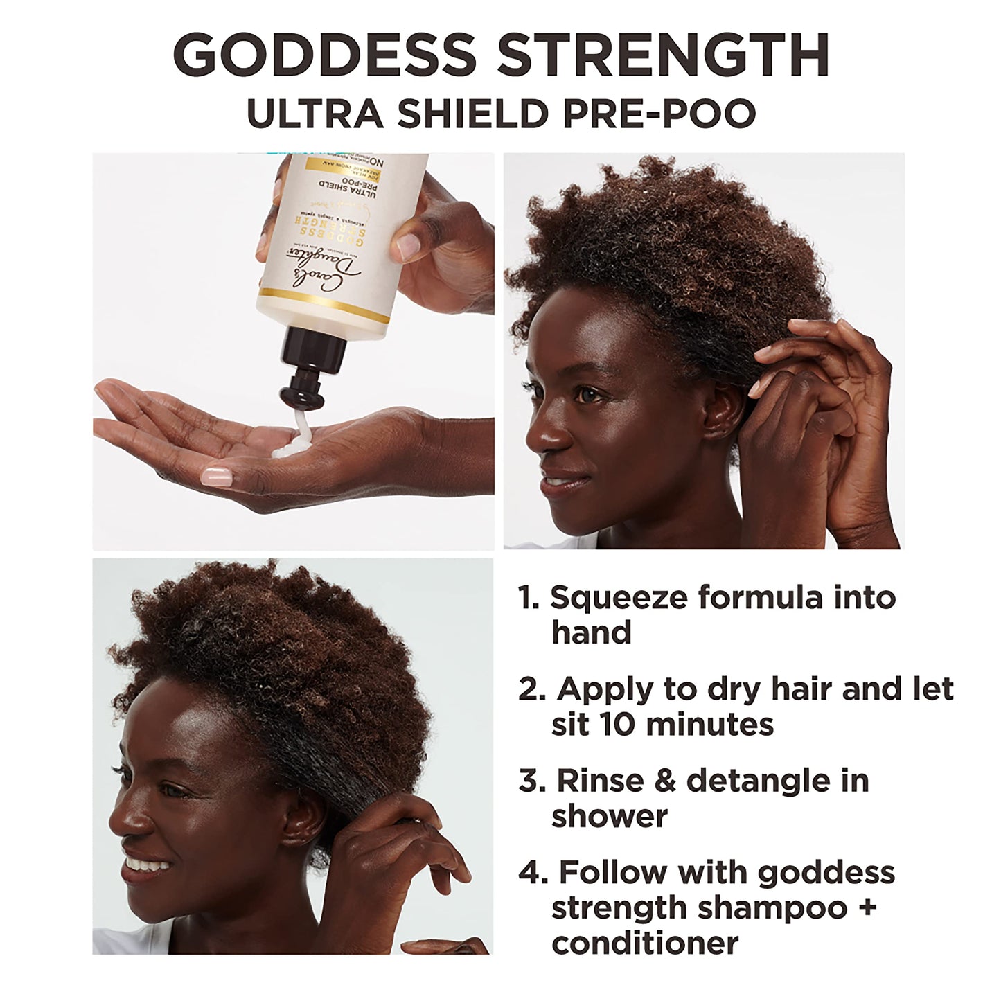 Carol's Daughter Goddess Strength Ultra Shield Pre Poo Hair Treatment with Castor Oil, 10.2 Fl Oz – Detangler for Waves, Coils & Curls