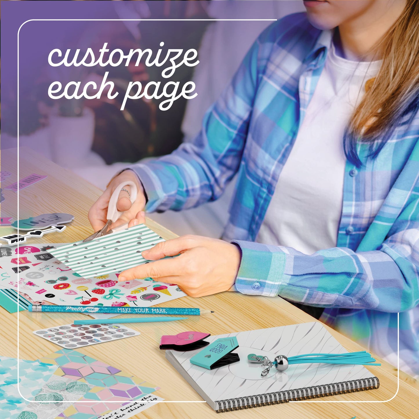 Pretty Me DIY Journal Kit for Girls, Ages 8-14 – Fun Scrapbook, Diary & Craft Set – Cute Birthday Gift for Tween & Teen Girls