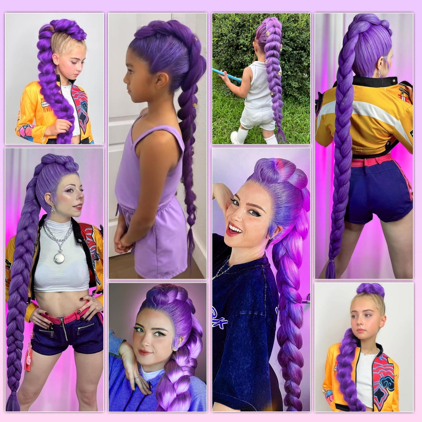 Long Purple Pre-Stretched Braiding Hair Extensions – Synthetic Jumbo Braids for Women, Stage Performance, Party, Halloween & Cosplay Styles