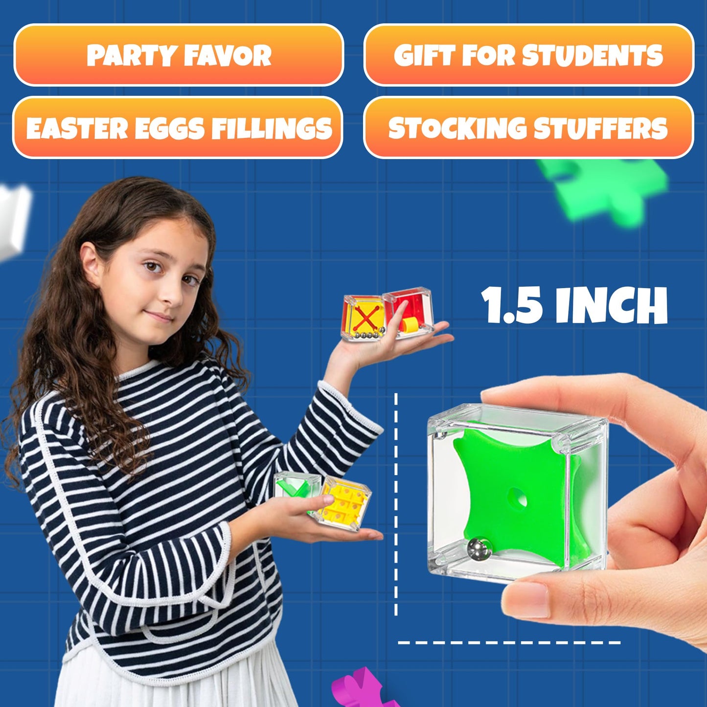 Bedwina Mini Cube Puzzle Box Set – 24-Pack 1.5" 3D Brain Teasers & Mini Maze Balls, IQ Balance Game Party Favors for Kids, Teens & Adults