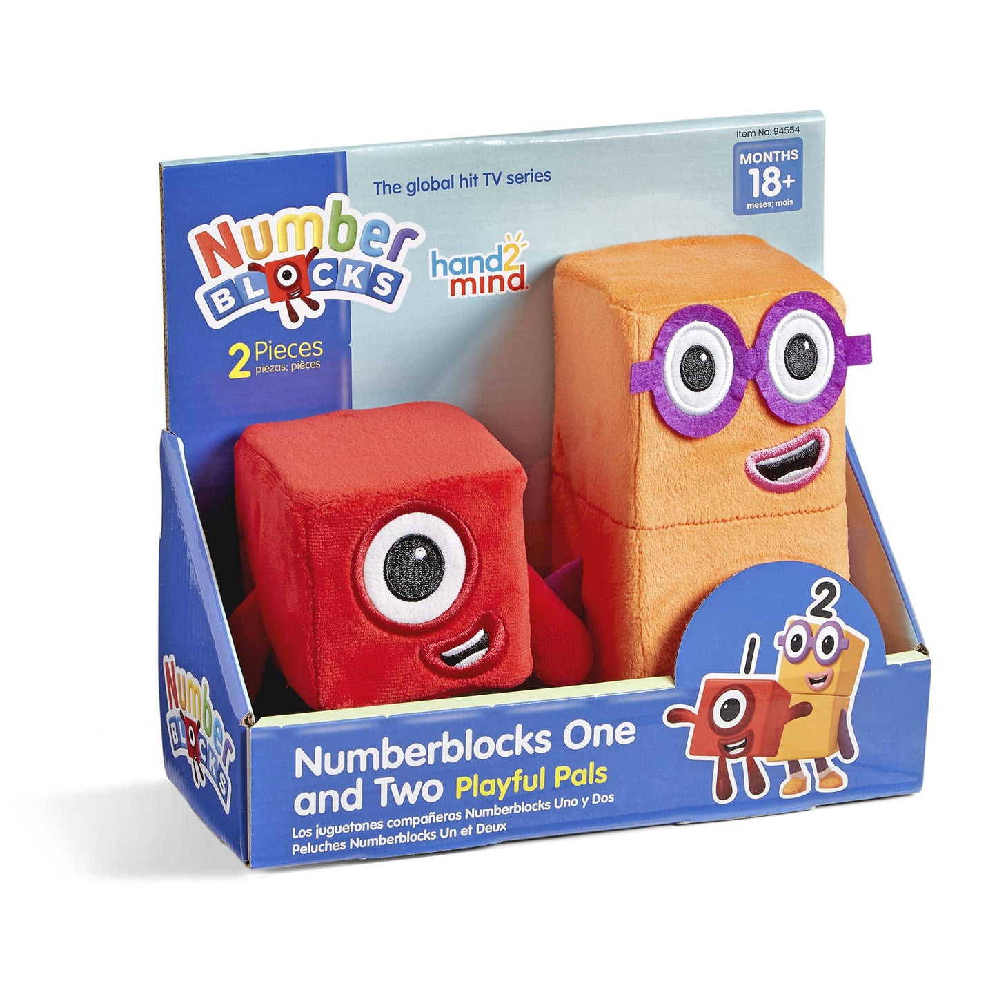 hand2mind Numberblocks One & Two Plush Toys – Soft Stuffies for Toddlers, Preschool Math Learning, Counting, & Birthday Gifts