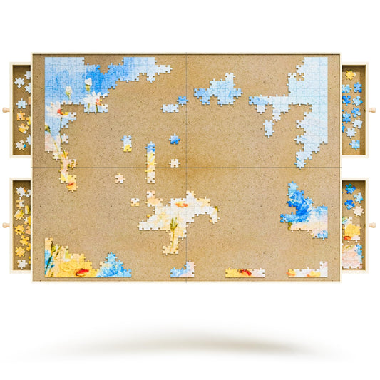 1500 Piece Rotating Puzzle Board, 25"x33" Jigsaw Puzzle Table with Drawer Storage and Puzzle Cover，Portable Puzzle Board for Adults