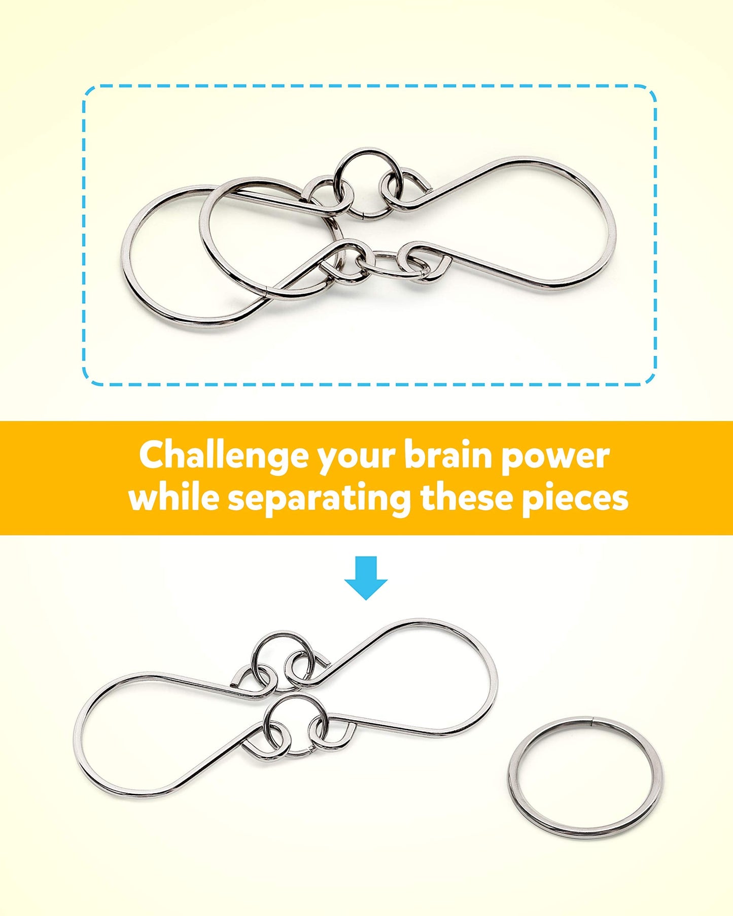 Coogam 16-Piece Metal Wire Puzzle Set with Pouch – Brain Teaser, IQ Challenge, Interlock & Chinese Ring Magic Trick Toy for Kids & Adults