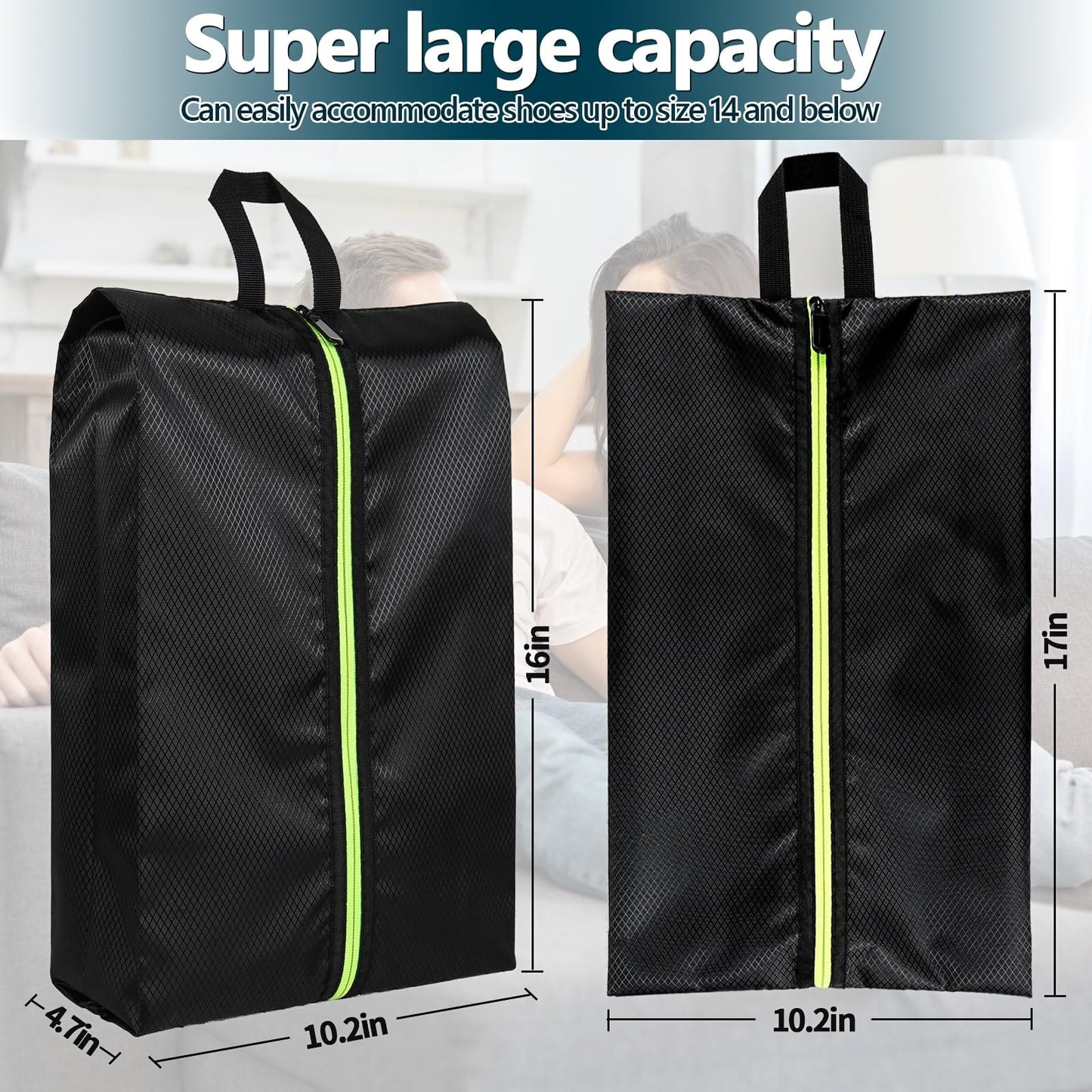 Eopres 3-Pack Travel Shoe Bags – Large Oxford Fabric, Dustproof & Waterproof, Multi-Functional Storage for Men & Women, Black