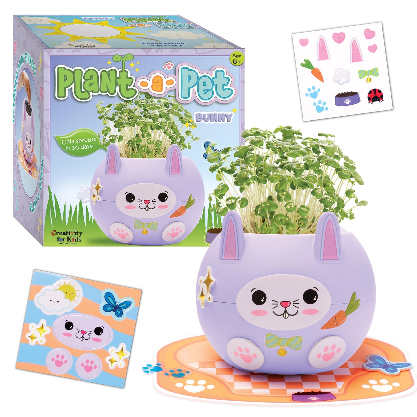 Creativity for Kids Plant-A-Pet Bunny Kit – Mini Gardening Craft for Kids, Fun DIY Art Gift, Easter Basket Stuffer & Birthday Gift (Ages 6+)