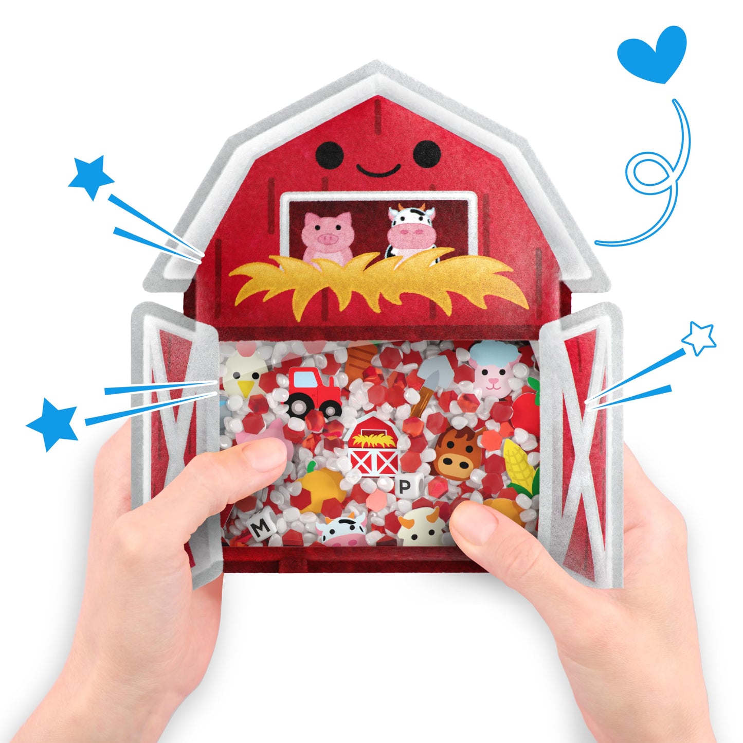 BIZYBOO - The Original Seek & Find Plush - Hidden Object Search Problem Solving Educational Matching Game for Kids 2 and Up (Ol' Red)