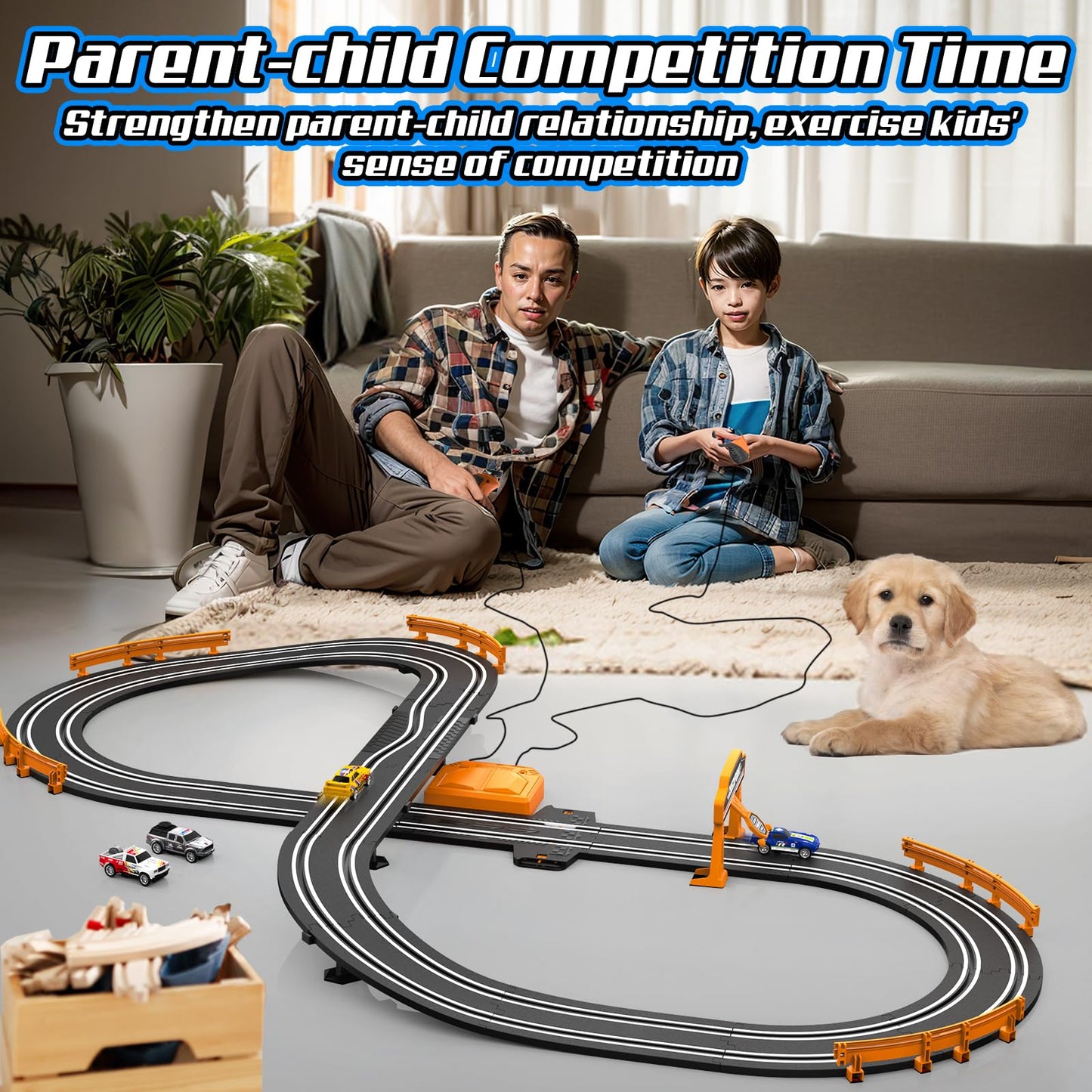 High-Speed Slot Car Race Track Set for Kids – 2 Cars, Dual Racing, Battery/Electric, Lap Counter, Toys for Boys & Girls Ages 4-12