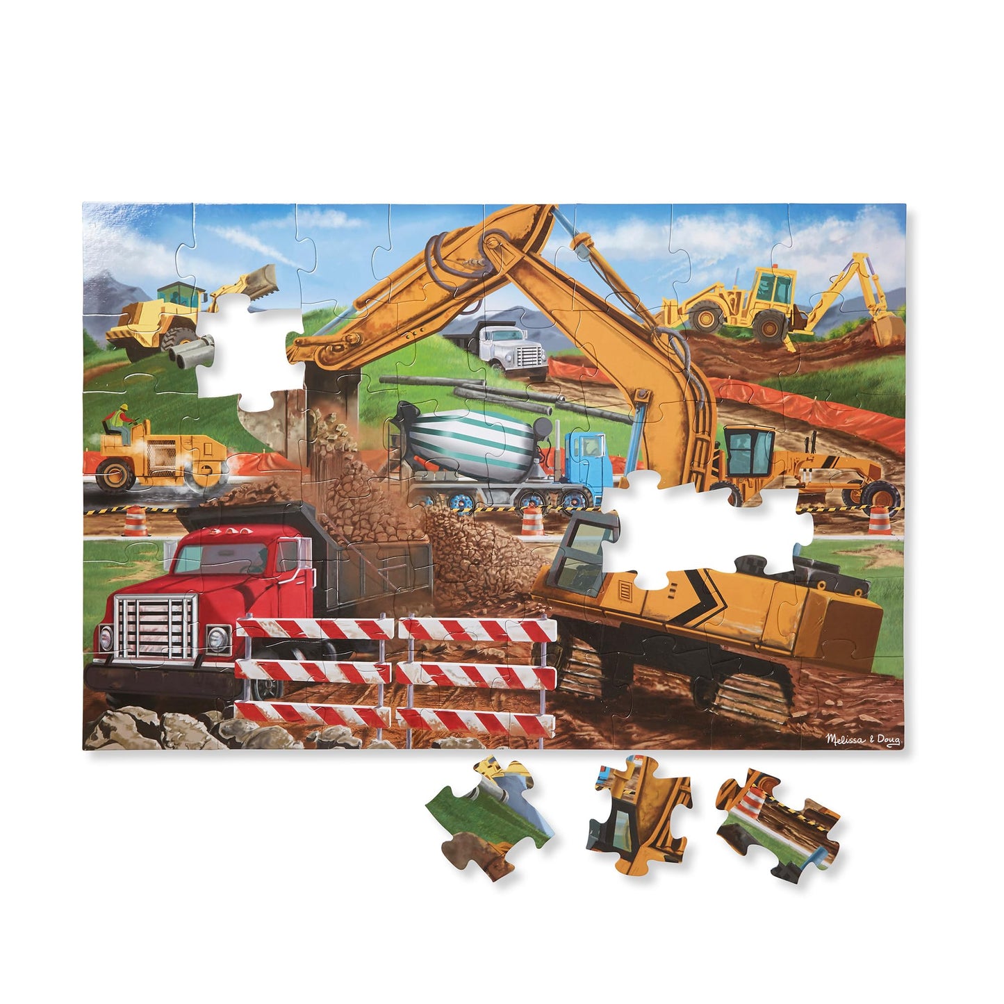 Melissa & Doug Building Site Floor Puzzle – 48-Piece Jumbo Jigsaw, Educational Screen-Free Activity for Toddlers & Kids 3+, 2x3 ft, FSC Certifie