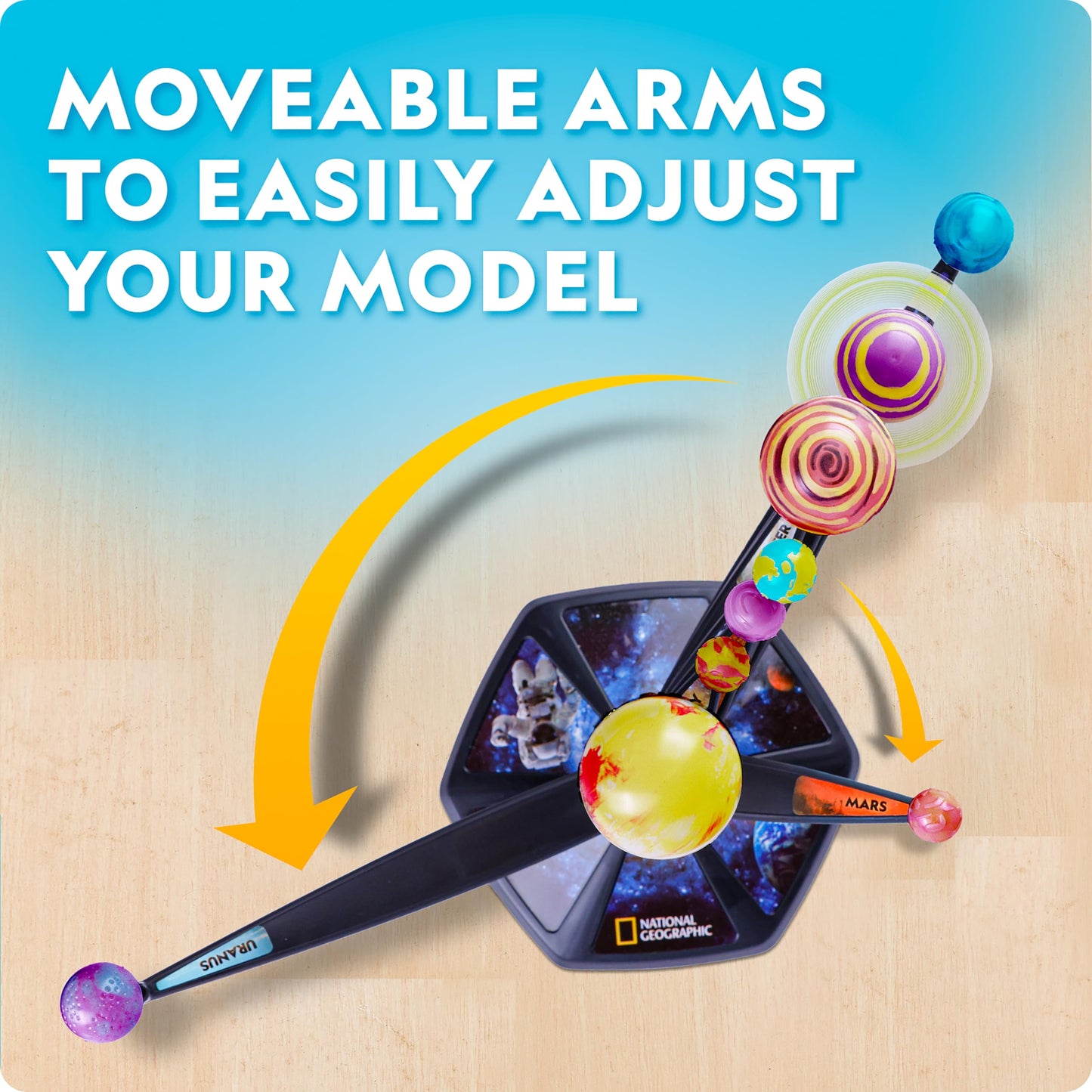 National Geographic Glow-in-the-Dark Solar System Kit for Kids – 3D Build & Paint Planet Model, STEM Learning & Space Room Decor