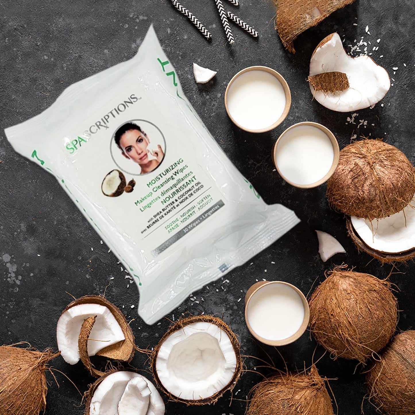 Spascriptions™ Anti-Aging Brightening Towelettes – Moisturizing, Pore-Refining, Collagen & Vitamin C, Removes Waterproof Makeup, 120 Ct, 4 Pack