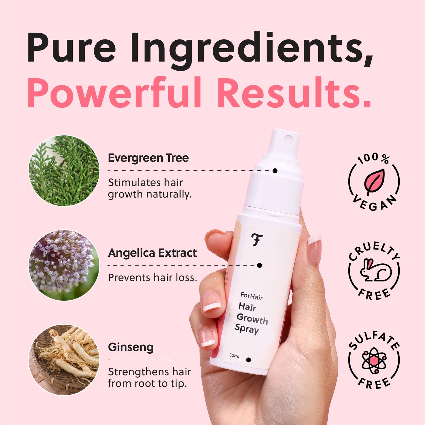 Forhair Hair Regrowth Serum - Strengthens, Thickens & Accelerates Growth - Fights Hair Thinning & Loss, Non-Greasy, Hormone-Free Scalp Spray, 50ml