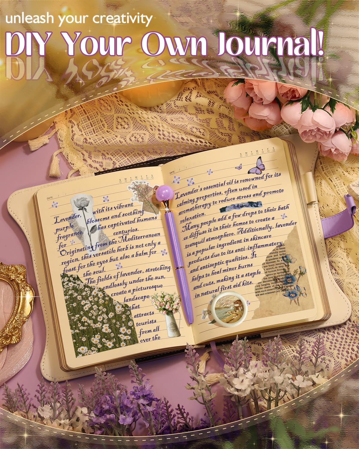 SCI Girls’ Locking Diary with Pen – 360 Pages Journal, Cute Lavender Purple Gift for Ages 8-14, Teen Girls Secret Journal Set