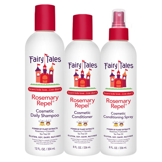 Fairy Tales Rosemary Repel Star Trio – Daily Kids Shampoo, Conditioner & Conditioning Spray | Lice Prevention Hair Care Set, 12 fl oz + 8 fl oz + 8 fl oz
