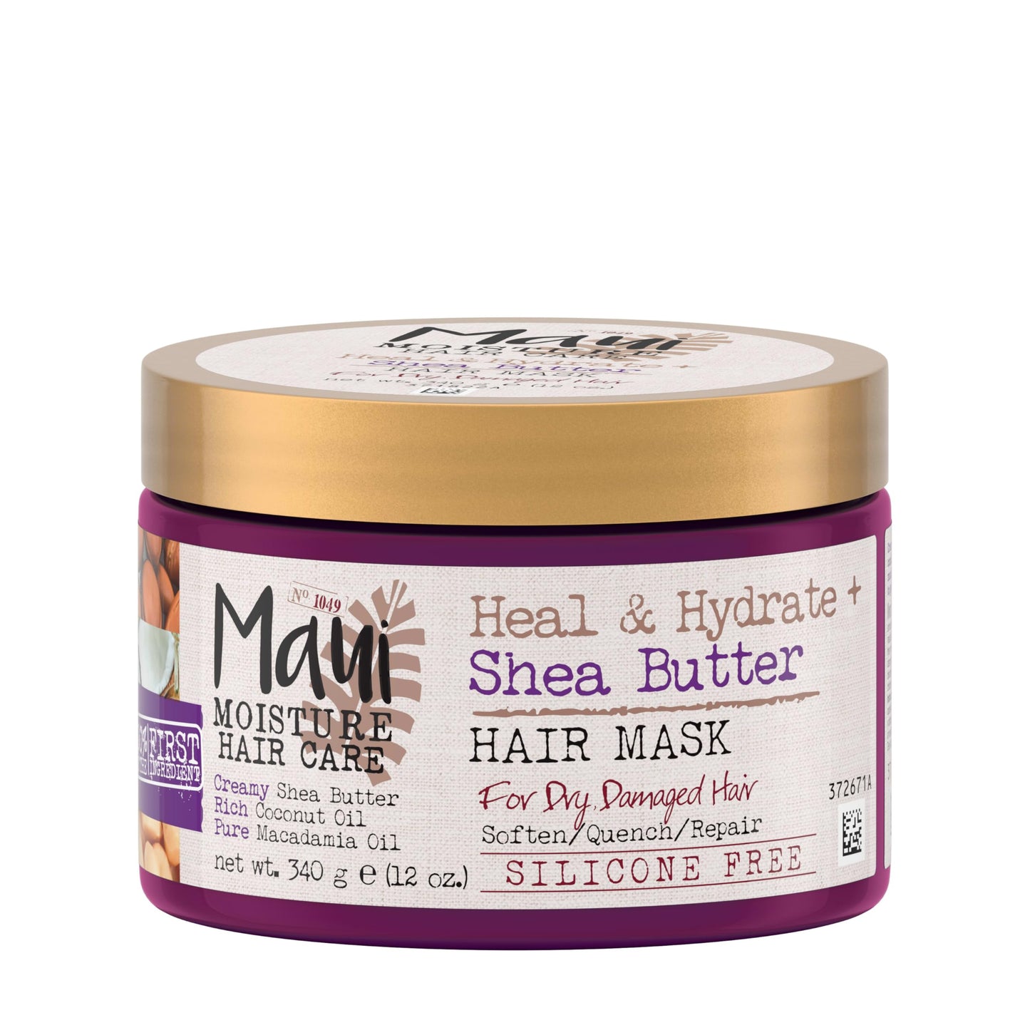 Maui Moisture Heal & Hydrate + Shea Butter Hair Mask & Leave-In Conditioner, Deep Repair for Dry, Damaged, Curly Hair, Vegan & Sulfate-Free, 12 Oz