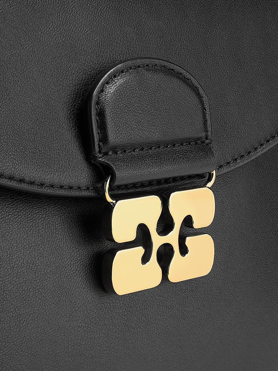 Ganni, Apo-G Leather Shoulder Bag, Black