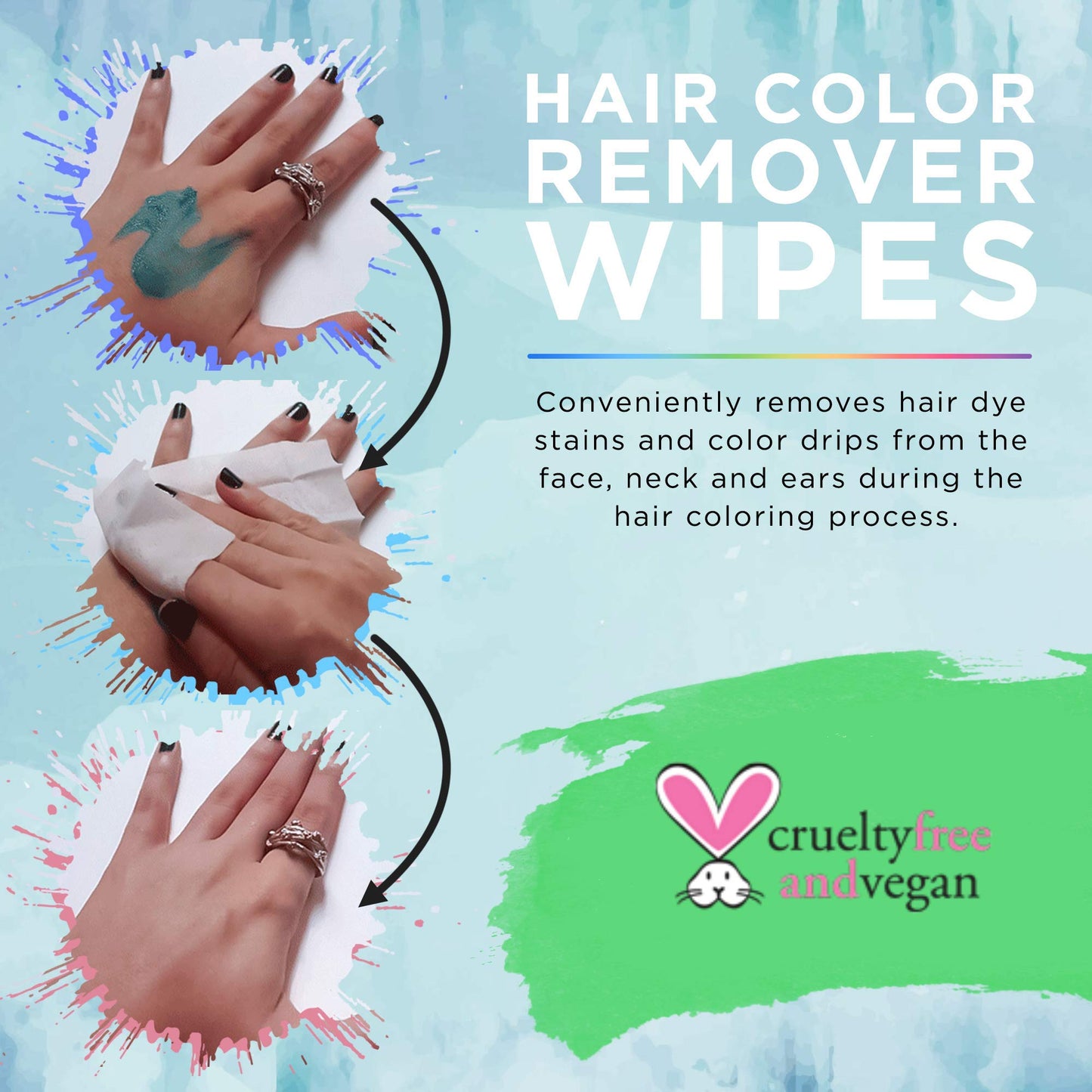 MANIC PANIC Dye Away Hair Color Remover Wipes – Ammonia-Free, Removes Semi & Permanent Dye from Skin, Vegan & Cruelty-Free, 50 Count