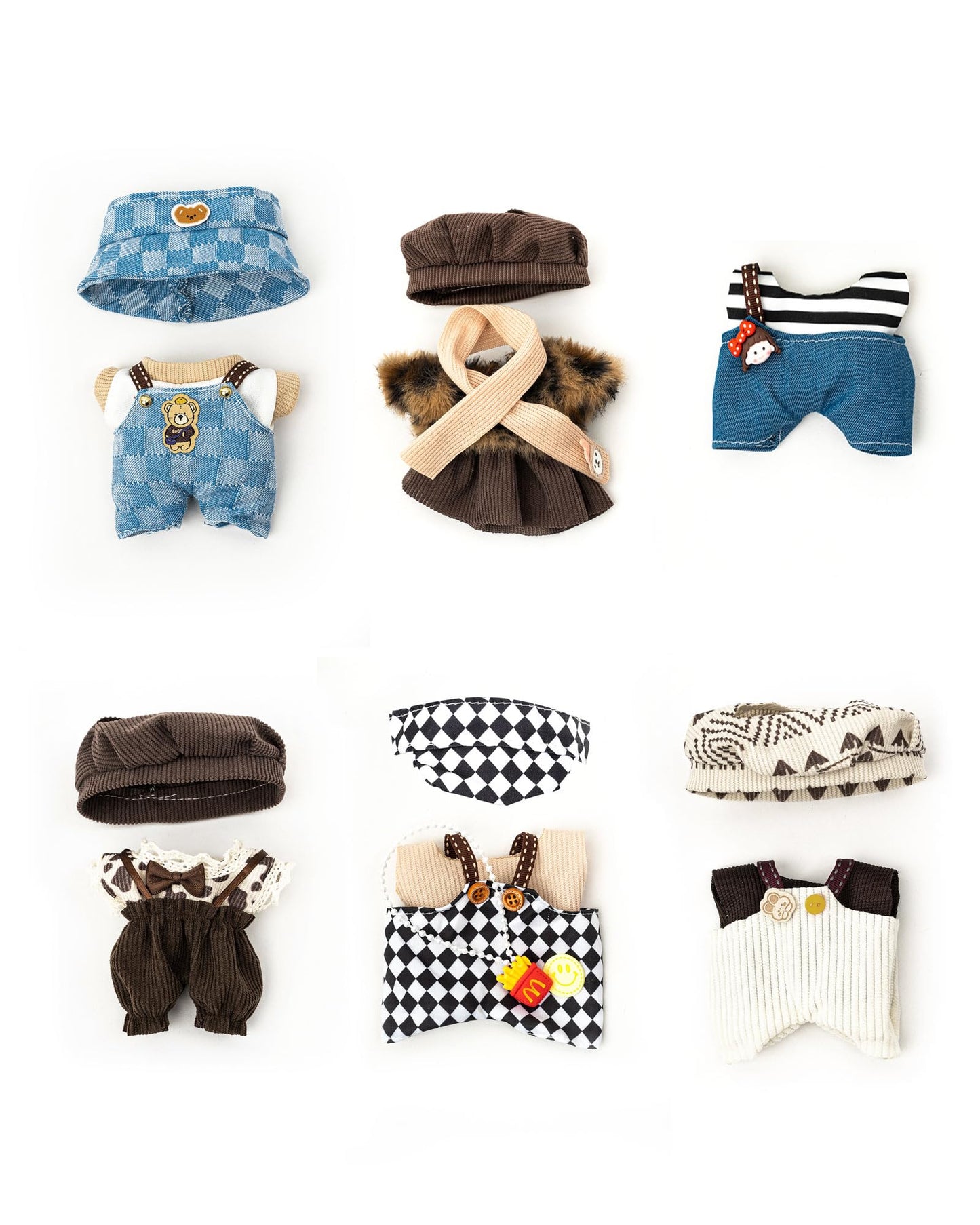 Clothes for Lububu 17cm Dolls(NO Doll) Outfit with Accessories Suit for Lububu Cute Stylish Dress Up Set for lububu Patterned Skirt