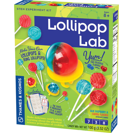 Thames & Kosmos Lollipop Lab STEM Kit – Make Cherry & Raspberry Lollipops, Ring Lollipops | Learn Chemistry & Math with Candy Thermometer