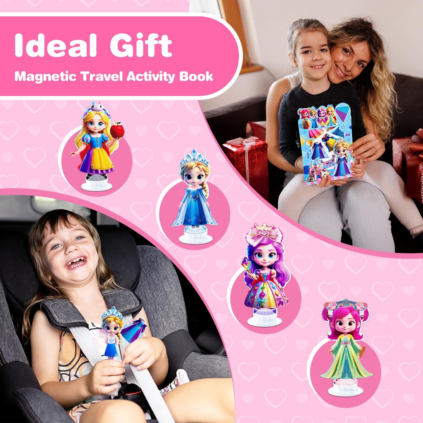 ZHOC Magnetic Dress Up Dolls for Girls – Princess Magnet Kit, Travel & Road Trip Activity Toy, Birthday Gift for Ages 3-8